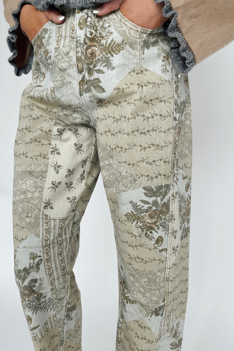 The Runion Printed Barrel Pant in Multi