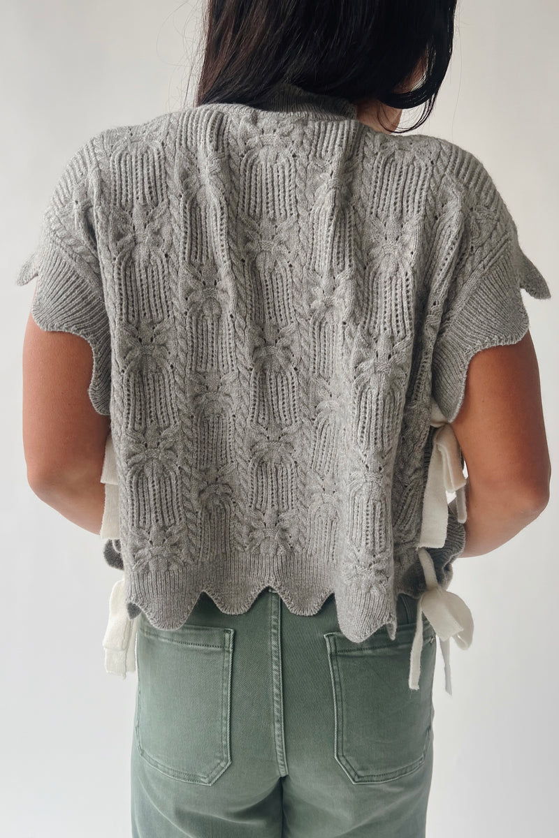 The Abbie Scallop Edge Sweater Vest in Grey