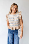 The Brandie Knit Sweater Blouse in Light Taupe
