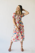 The Fernando Smocked Floral Dress in Ivory