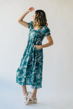 The Calimesa Tiered Midi Dress in Denim Blue