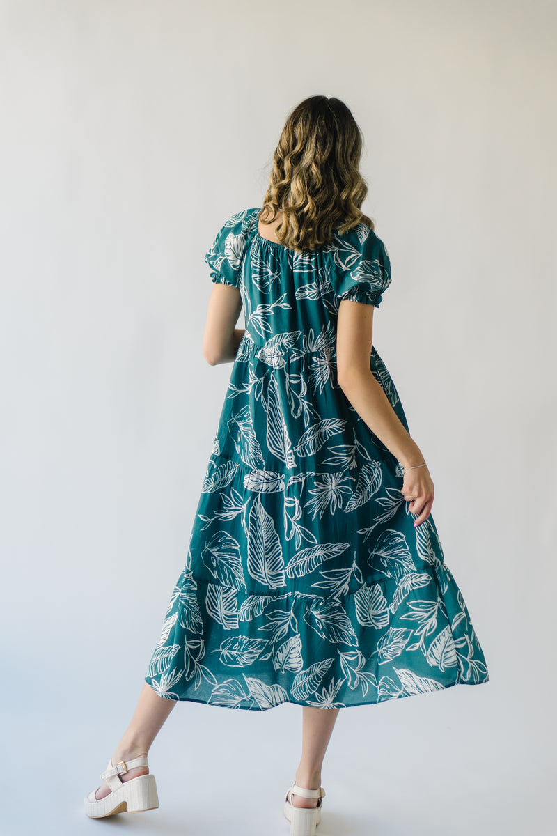 The Calimesa Tiered Midi Dress in Denim Blue