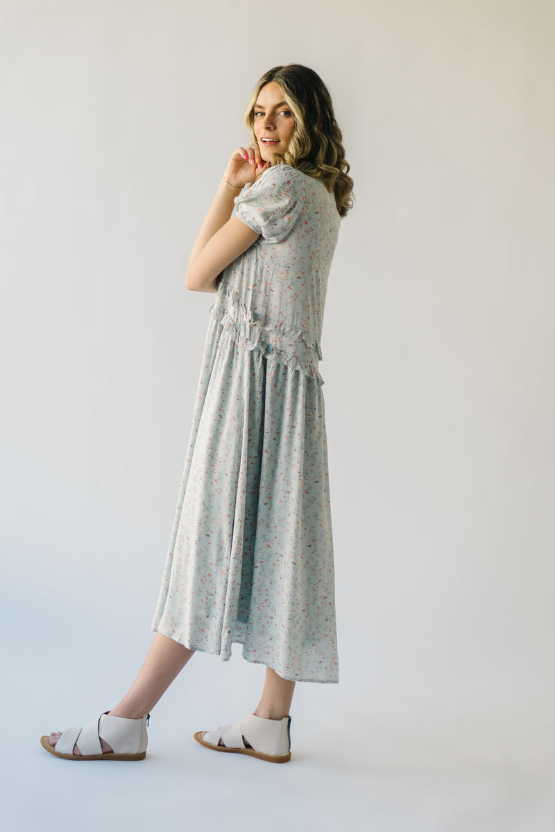The Harlem V-Neck Midi Dress in Sage Floral