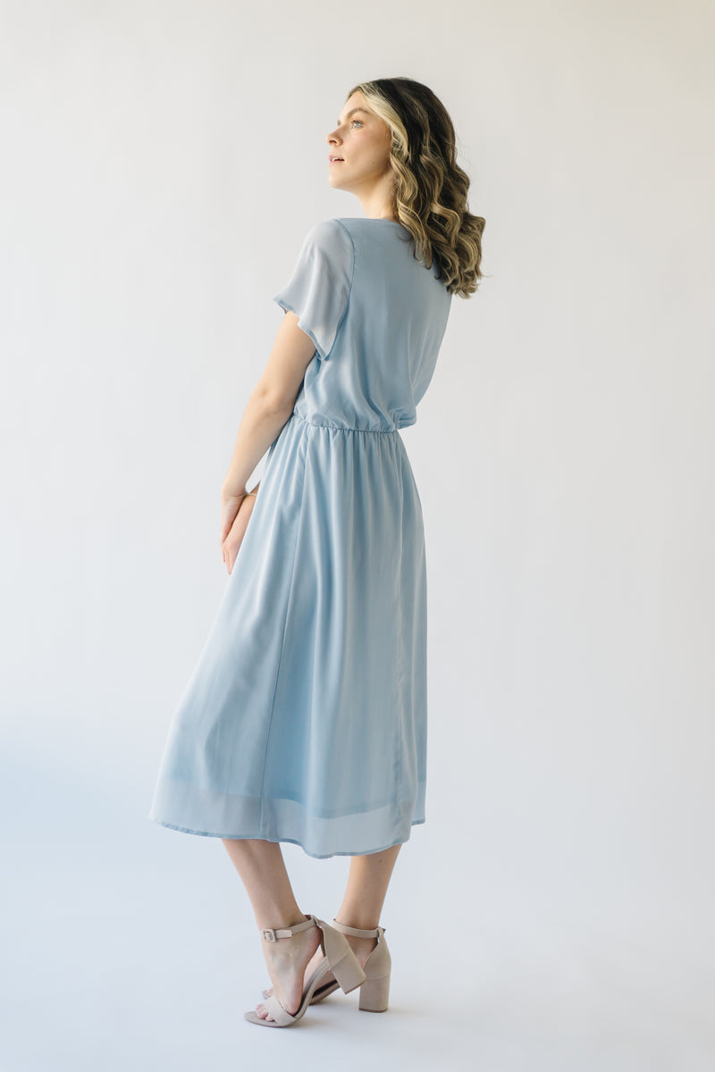 Dusty Blue Modest Bridesmaid Dress with Sleeves | eDresstore