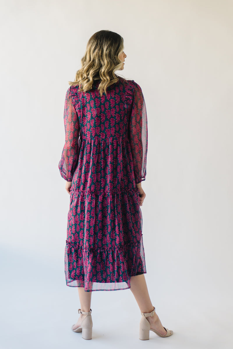 The Gustavo Floral Midi Dress in Berry