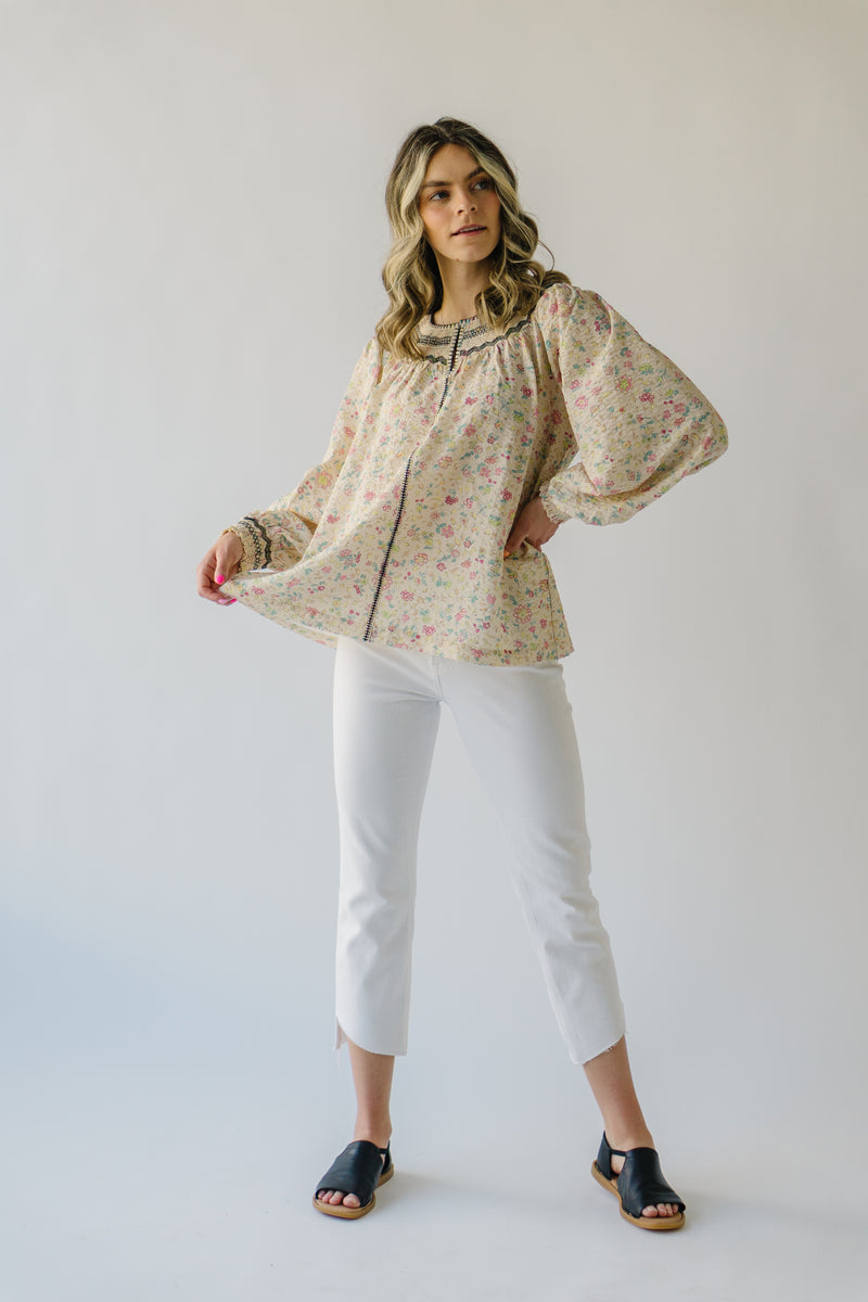 The Ronald Patterned Blouse in Cream