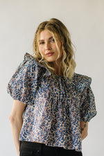 The Alger Ruffle Detail Blouse in Blue Floral