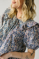 The Alger Ruffle Detail Blouse in Blue Floral