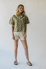 The Tamie Button-Up Blouse in Olive + White Polka Dot