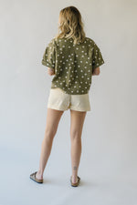 The Tamie Button-Up Blouse in Olive + White Polka Dot
