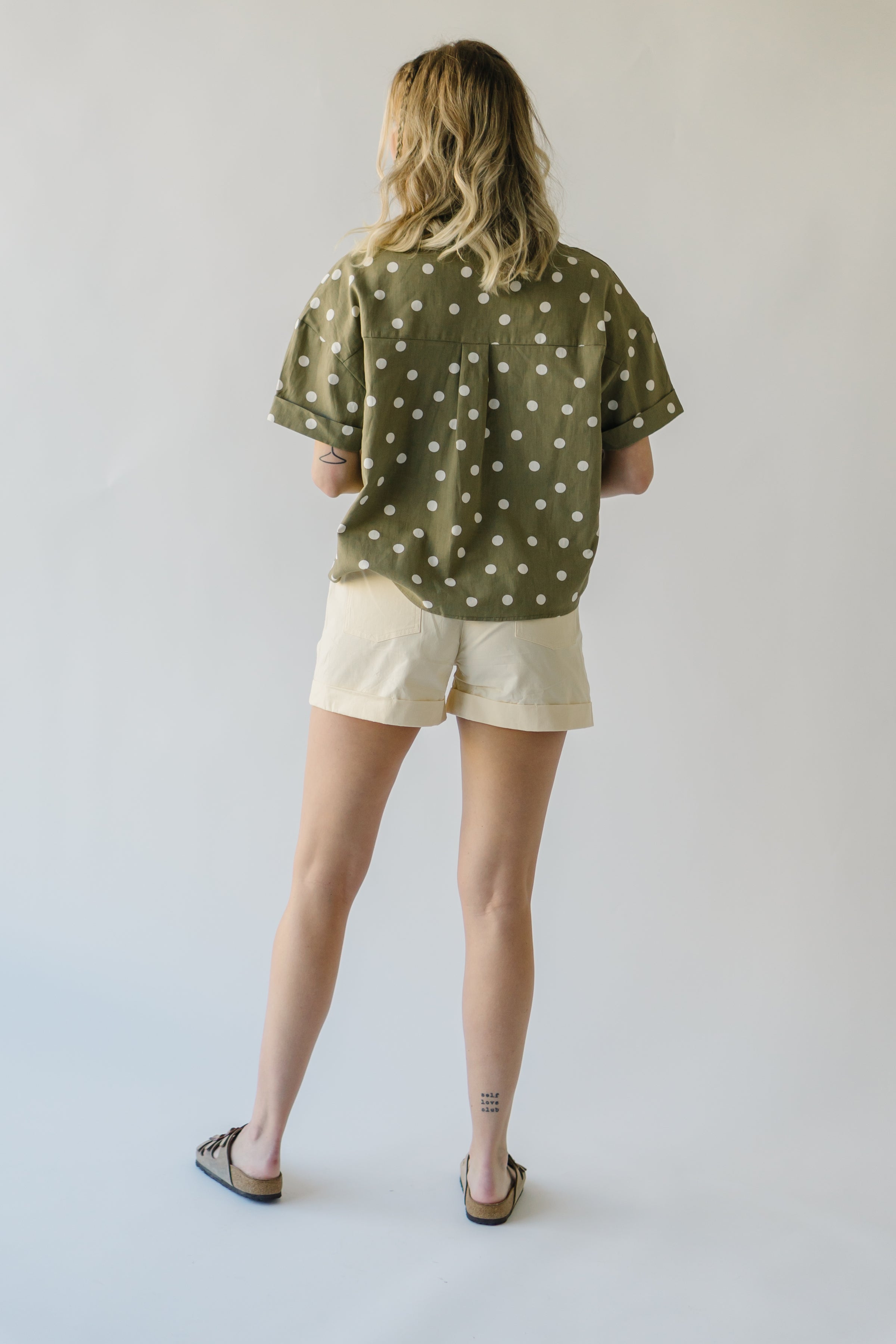 The Tamie Button-Up Blouse in Olive + White Polka Dot – Piper & Scoot