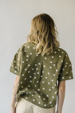 The Tamie Button-Up Blouse in Olive + White Polka Dot