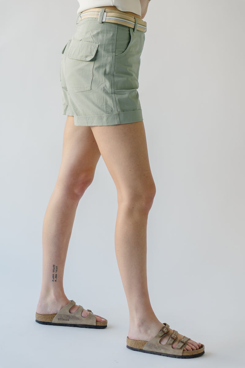 The Daley Folded Hem Shorts in Light Olive