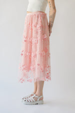 The Dermott Lace Midi Skirt in Pink Floral