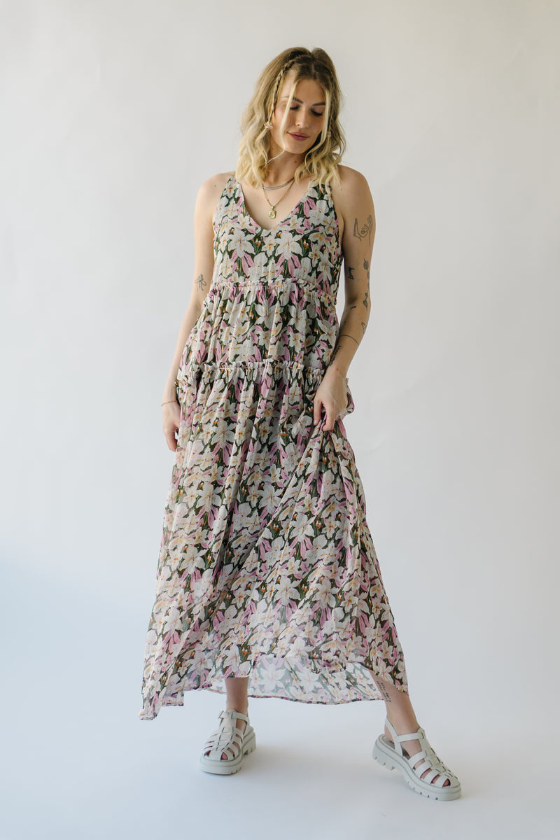 The Bryant Chiffon Maxi Dress in Pink Combo