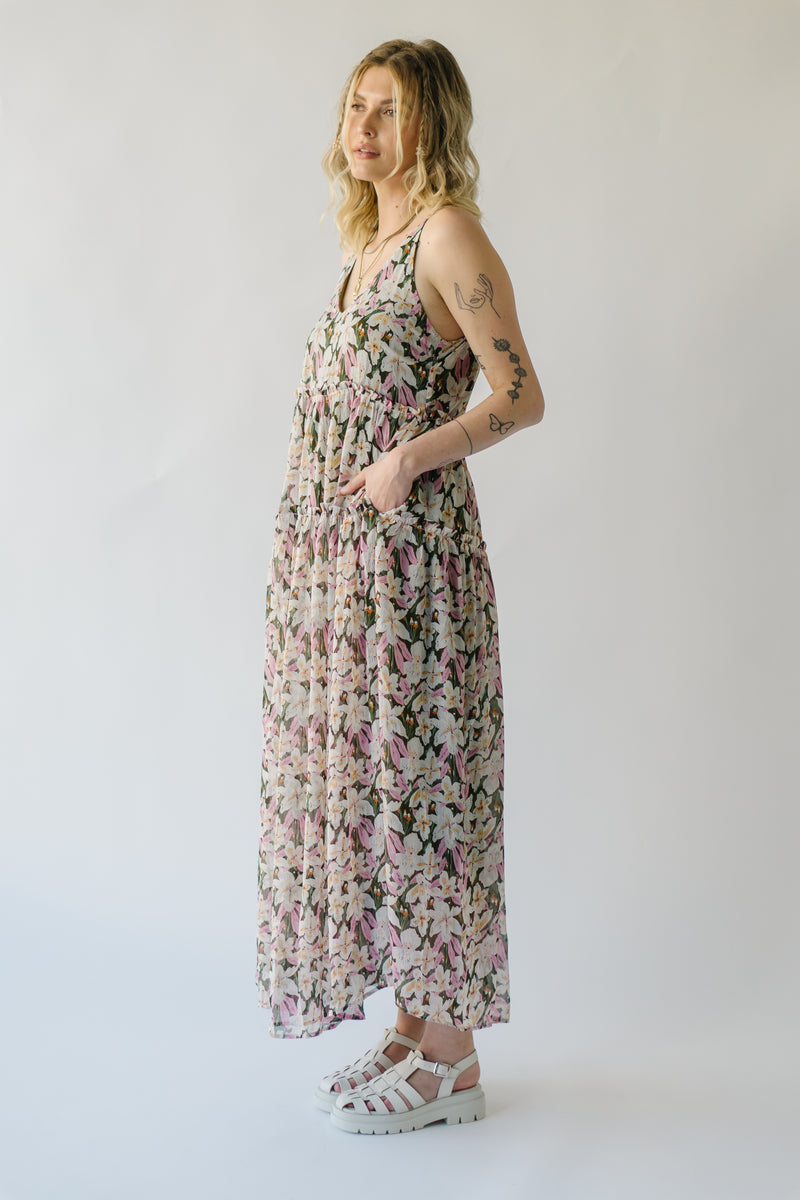 The Bryant Chiffon Maxi Dress in Pink Combo