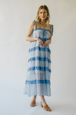 The Crowshaw Tiered Detail Midi Dress in Ocean Blue