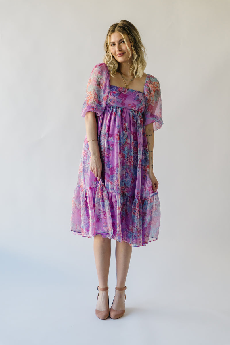 The Perkes Floral Babydoll Dress in Berry Multi