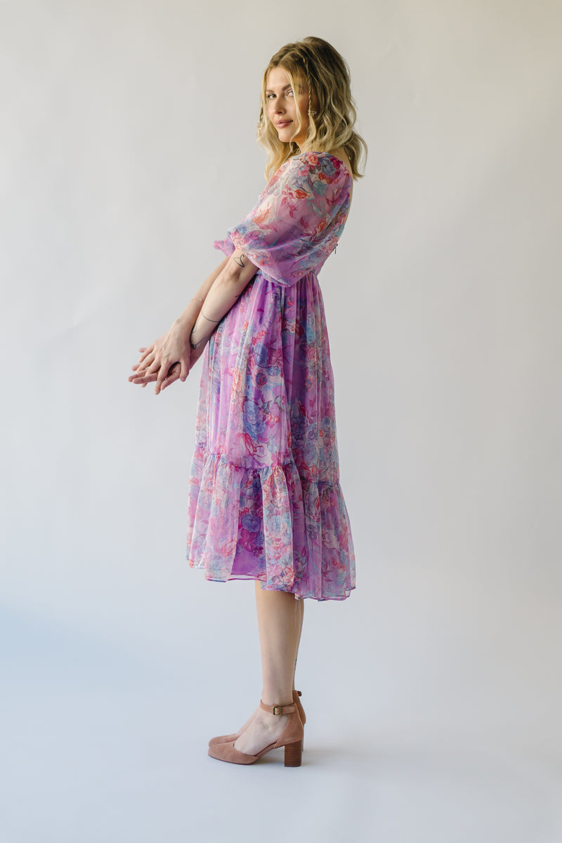 The Perkes Floral Babydoll Dress in Berry Multi