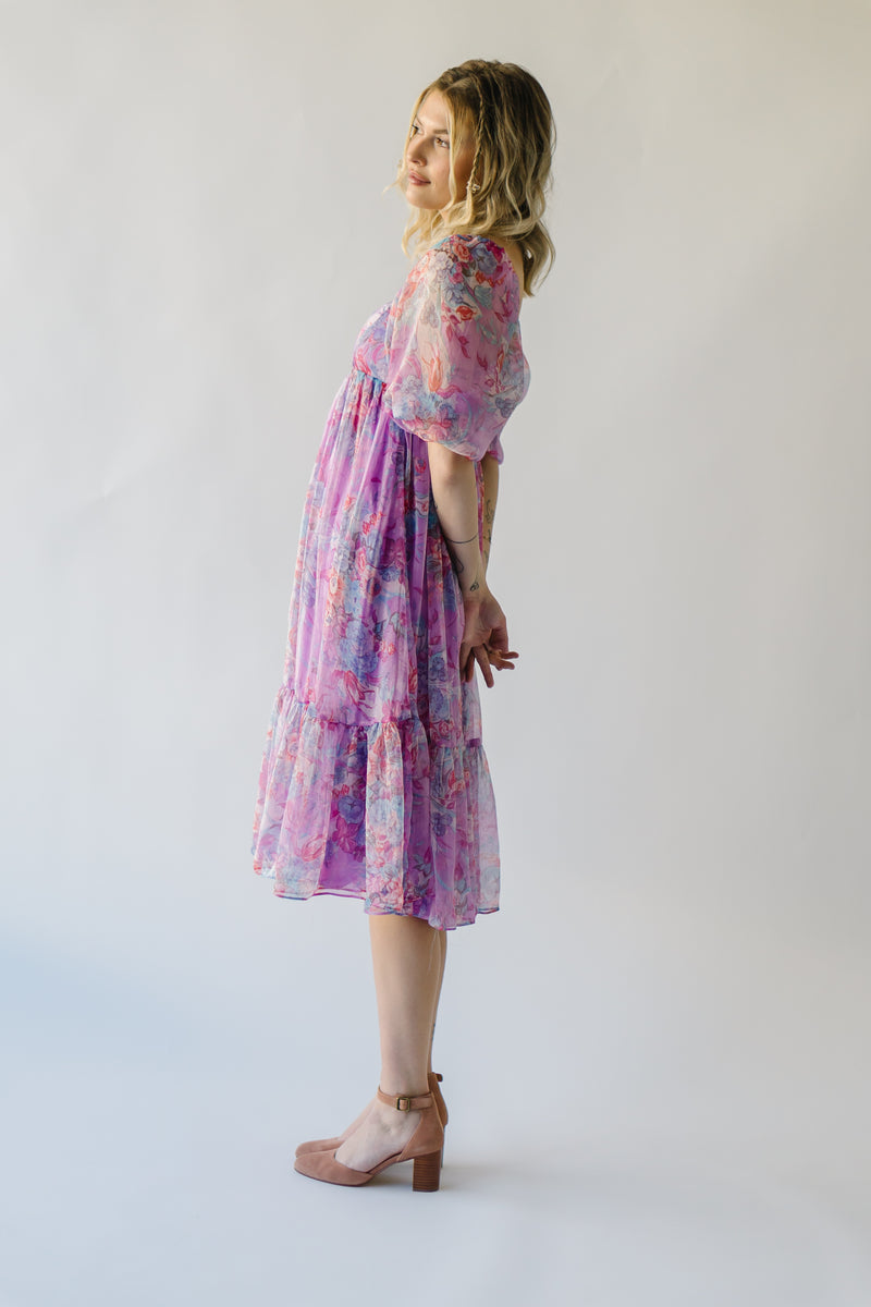 The Perkes Floral Babydoll Dress in Berry Multi