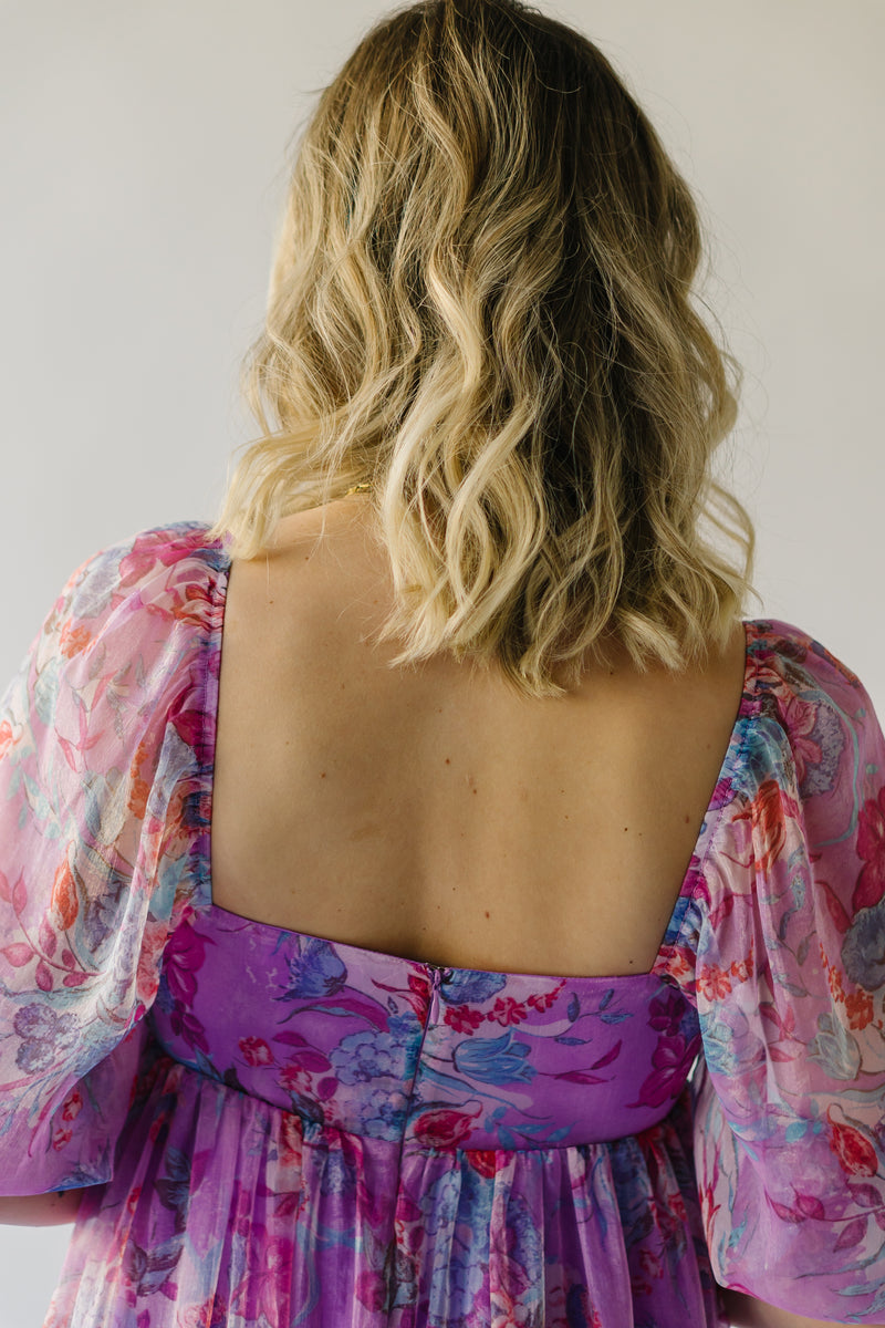 The Perkes Floral Babydoll Dress in Berry Multi