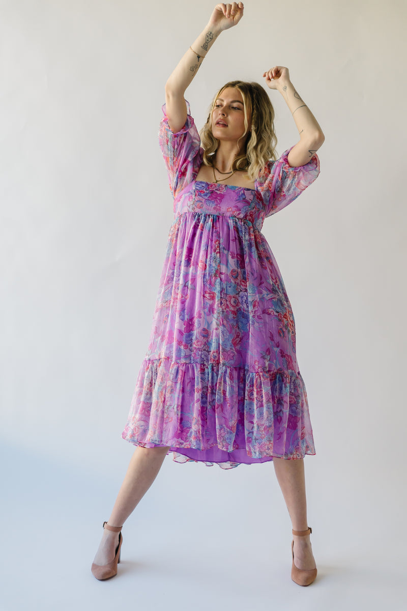 The Perkes Floral Babydoll Dress in Berry Multi