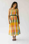 The Kozak Smocked Detail Midi Dress in Checkered Multi