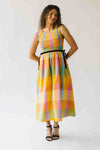 The Kozak Smocked Detail Midi Dress in Checkered Multi