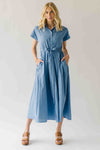 The Simpkins Button-Up Midi Dress in Cornflower