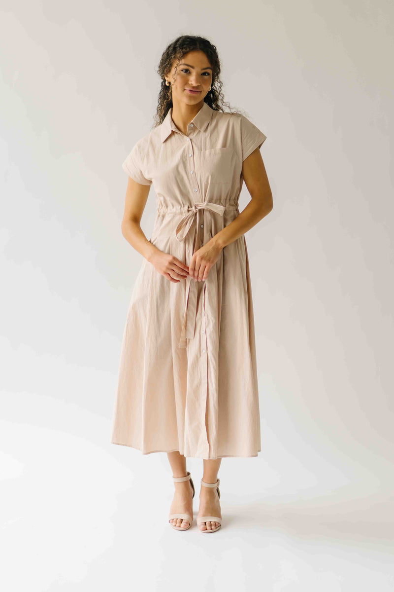 The Simpkins Button-Up Midi Dress in Natural