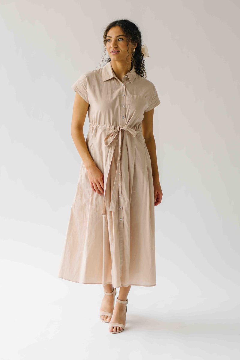 The Simpkins Button-Up Midi Dress in Natural