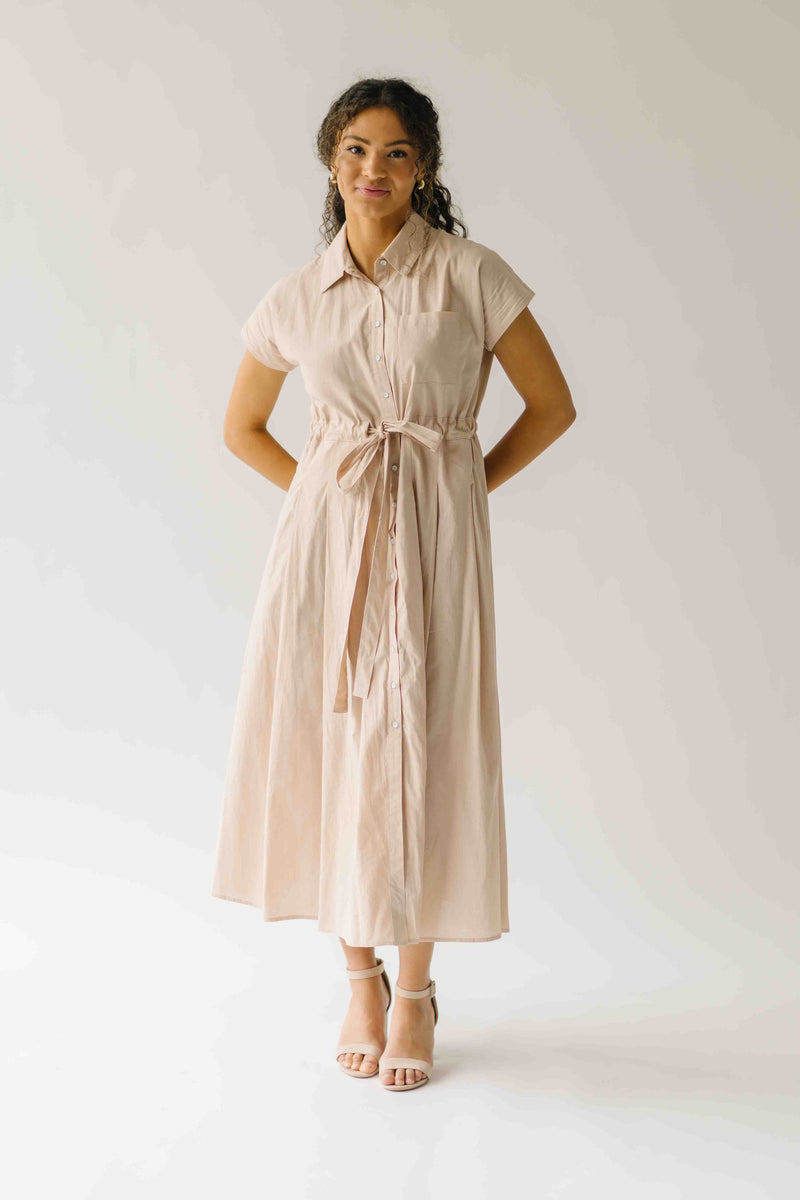 The Simpkins Button-Up Midi Dress in Natural