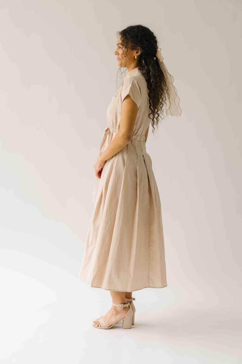 The Simpkins Button-Up Midi Dress in Natural
