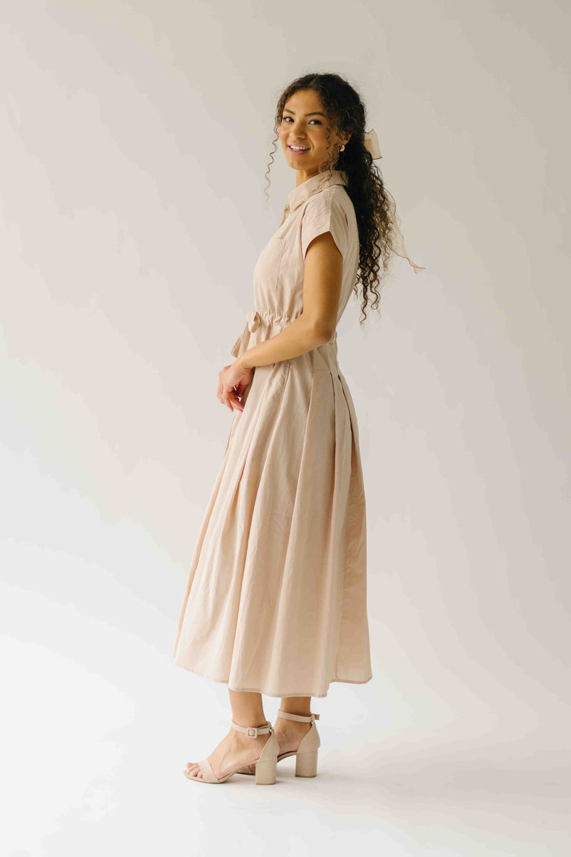 The Simpkins Button-Up Midi Dress in Natural