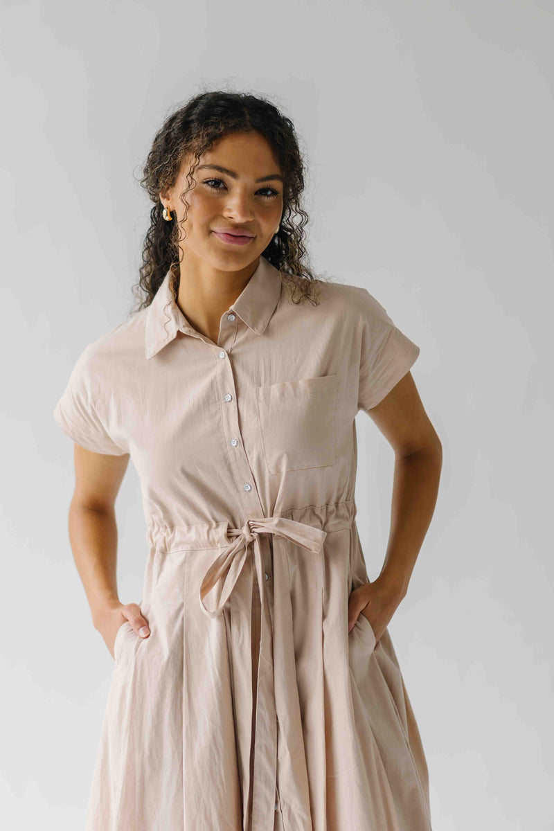 The Simpkins Button-Up Midi Dress in Natural