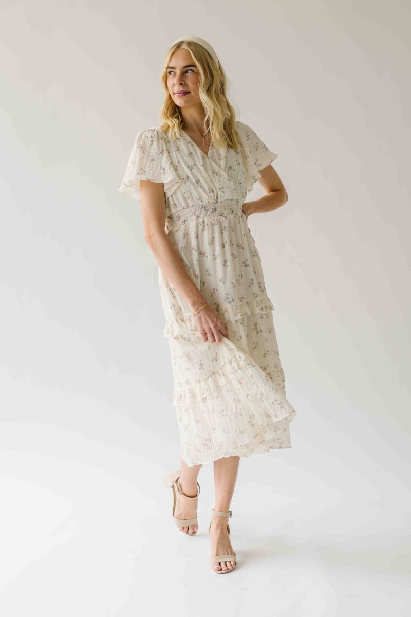 The Jessa Floral Midi Dress in Tea Party Pink