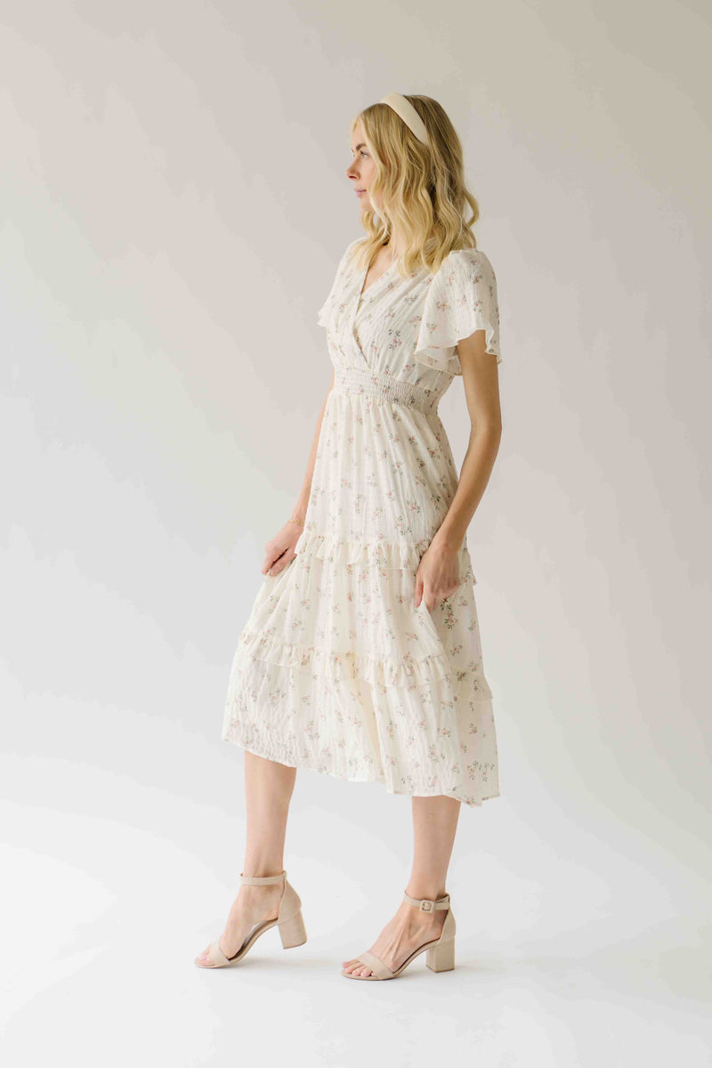 The Jessa Floral Midi Dress in Tea Party Pink