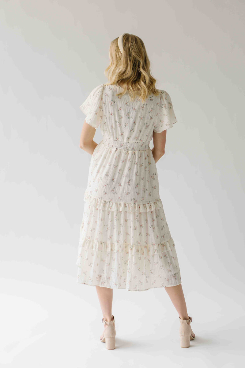 The Jessa Floral Midi Dress in Tea Party Pink