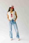 The Rutherford Multi Color Tie Front Blouse in Ivory