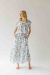 The Bersie Floral Blouse + Skirt Set in White + Blue