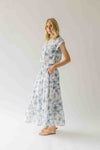 The Bersie Floral Blouse + Skirt Set in White + Blue