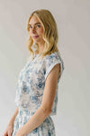 The Bersie Floral Blouse + Skirt Set in White + Blue