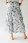 The Bersie Floral Blouse + Skirt Set in White + Blue