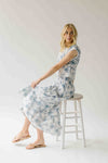 The Bersie Floral Blouse + Skirt Set in White + Blue