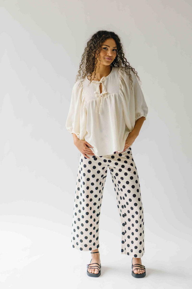 The Etta Wide Leg Polka Dot Pant in Black + Cream