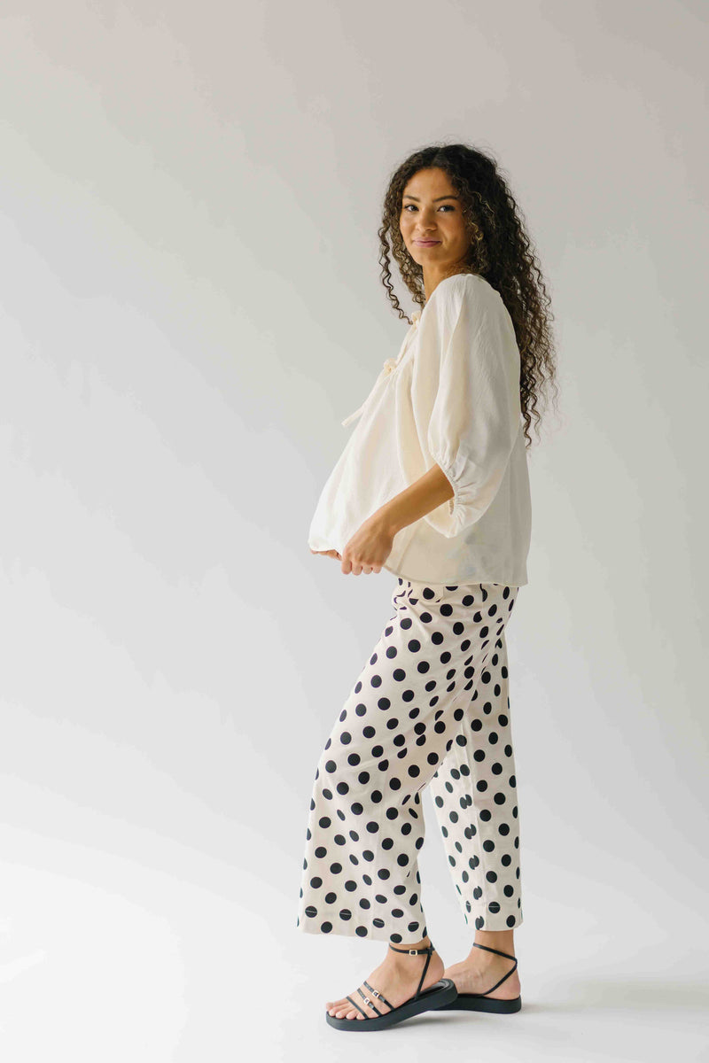 The Etta Wide Leg Polka Dot Pant in Black + Cream
