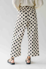 The Etta Wide Leg Polka Dot Pant in Black + Cream