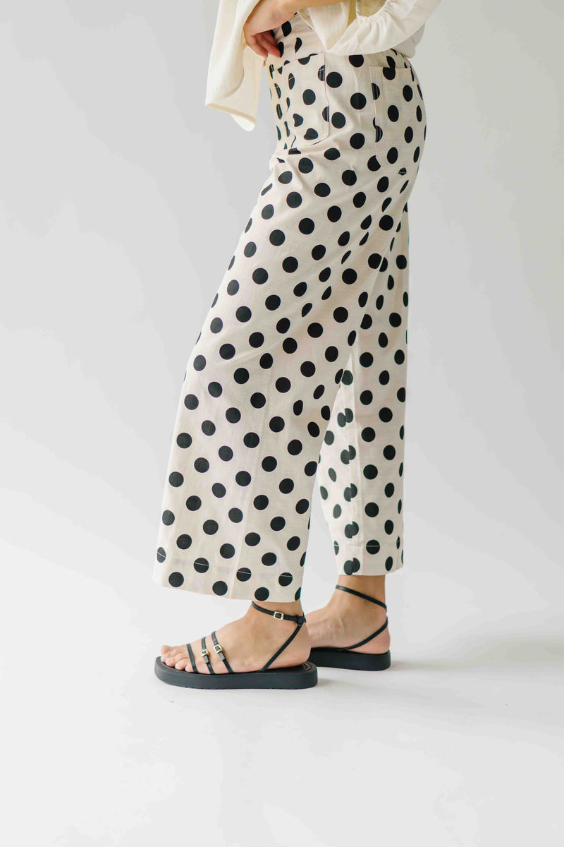 The Etta Wide Leg Polka Dot Pant in Black + Cream