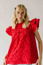 The Timpson Textured Ruffle Blouse in Red