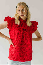 The Timpson Textured Ruffle Blouse in Red